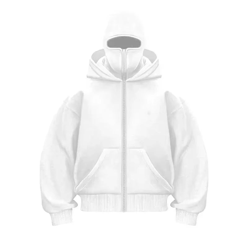 Men and Women Balaclava Y2K Gothic Harajuku Winter Warm New Item Double Hooded Sweatshirt Men'S Hooded Mask Zipper Sports Jacket