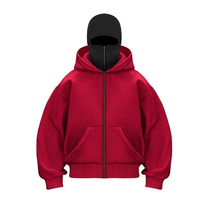 Men and Women Balaclava Y2K Gothic Harajuku Winter Warm New Item Double Hooded Sweatshirt Men'S Hooded Mask Zipper Sports Jacket